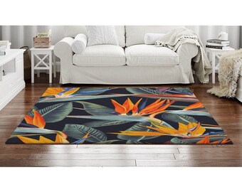 ALAZA Tropical Flower Pineapple Fruit Flamingo Bird Striped Area Rug Rugs for Living Room Bedroom 5'3x4' ALAZA Tropical Flower Pineapple Fruit Flamingo Bird Striped Area Rug Rugs for Living Room Bedroom 5'3x4'
