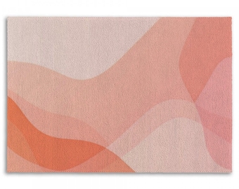 Mid Century Boho Chic Area Rug: Peach Wavy Design
