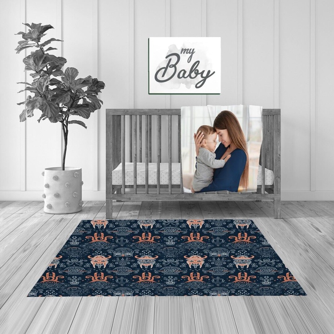 Viking Nursery Decor Medieval Nursery Rug Orange and Blue Etsy