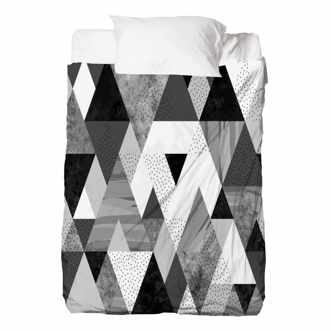 Black And White Bed Sheets White And Black Bedding Geometric | Etsy