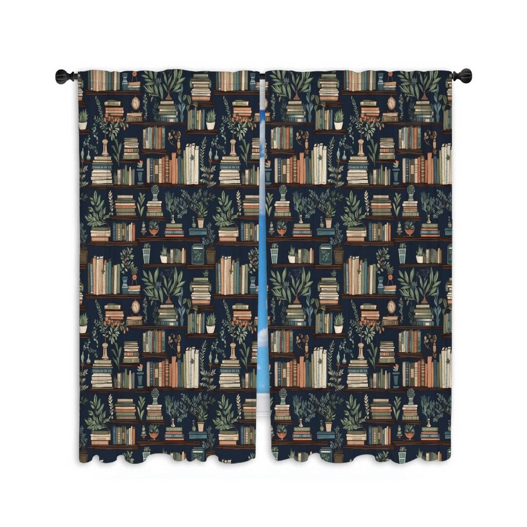 Book Window Curtain, Cottagecore Curtains, Farmhouse Curtain Panel