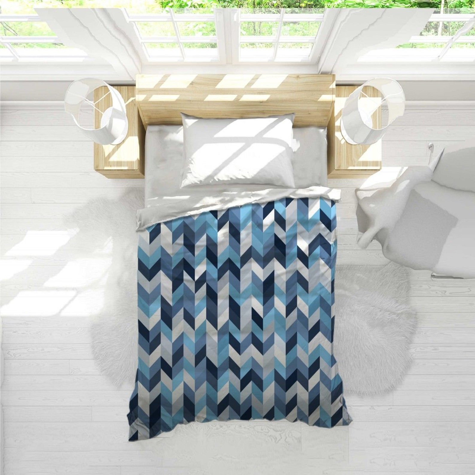 Graues und blaues Tröster graues und blaues Fischgrätmuster | Etsy