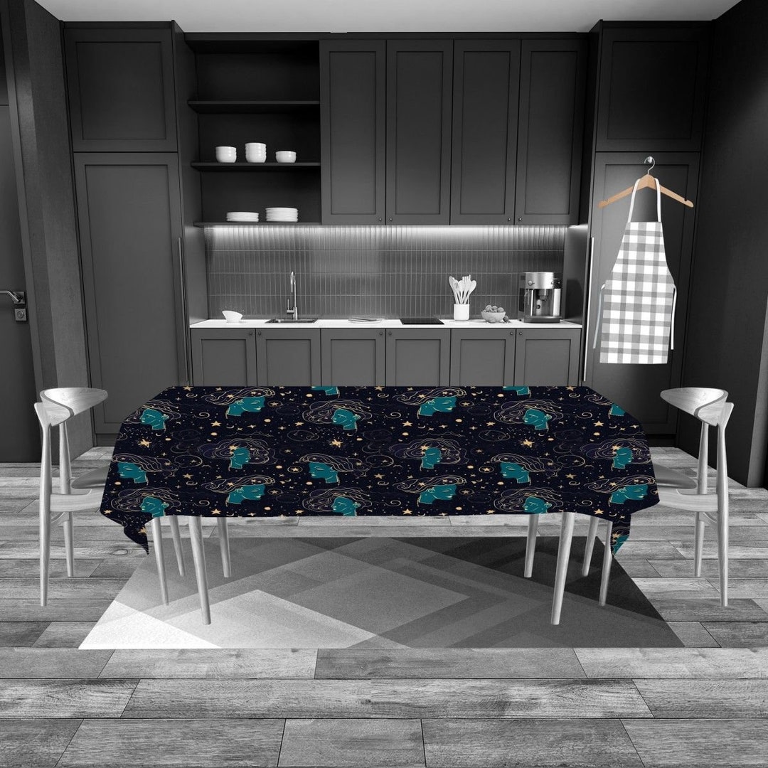 Zodiac Kitchen Constellation Tablecloth Blue Beige Placemat Etsy