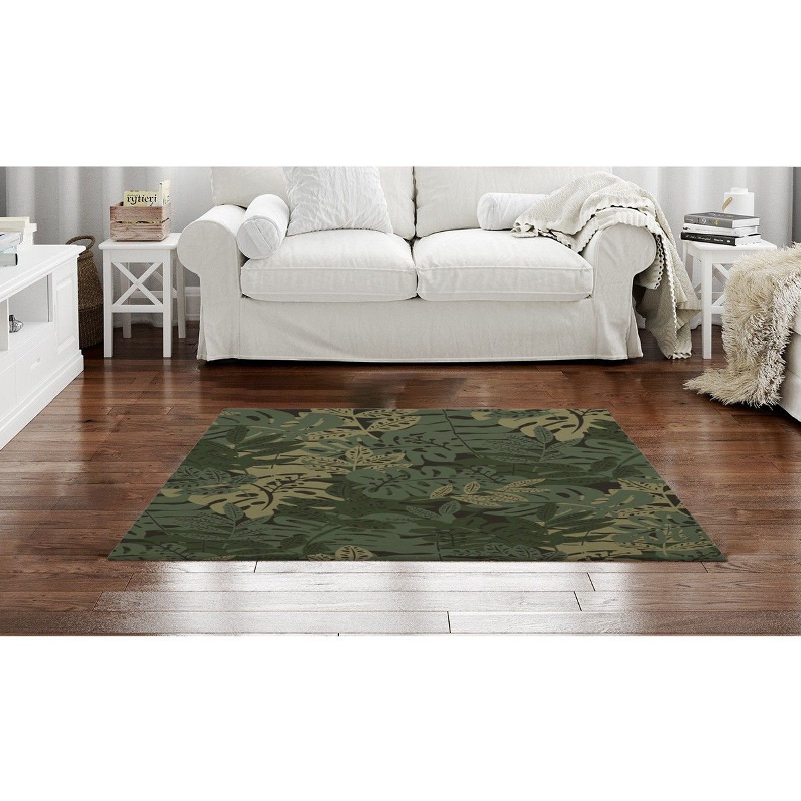Olive Rugs Camouflage Leaves Pattern Area Rug Olive Green Etsy