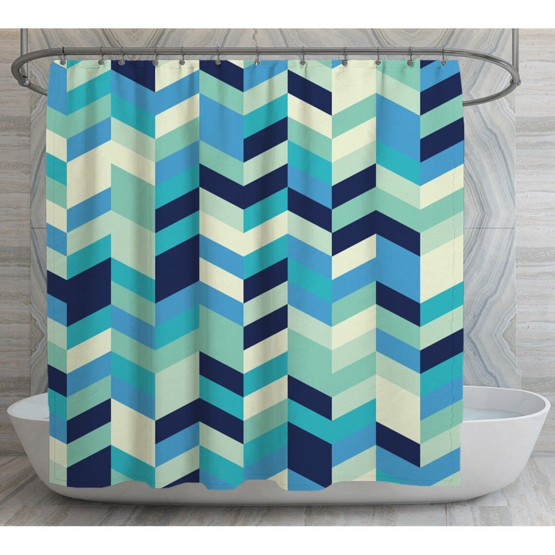 Aqua Fischgrät Duschvorhänge Fischgrät Muster Duschvorhänge | Etsy