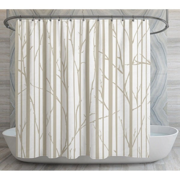 Birch Tree Shower Curtain Trees Shower Curtain White And Beige Bathroom Decor Nature Shower Curtains Scandinavian Shower Curtains