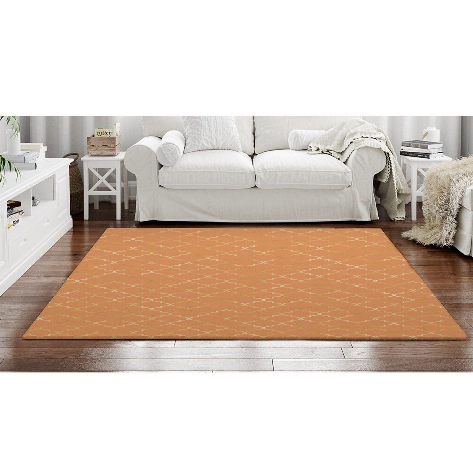 Orange And Gold Quatrefoil Rug Quatrefoil Area Rugs Peach Etsy