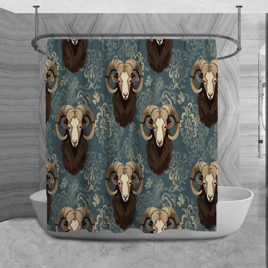Ram Shower Curtain Sheep Bathroom Decor Farm Animal Bath Etsy