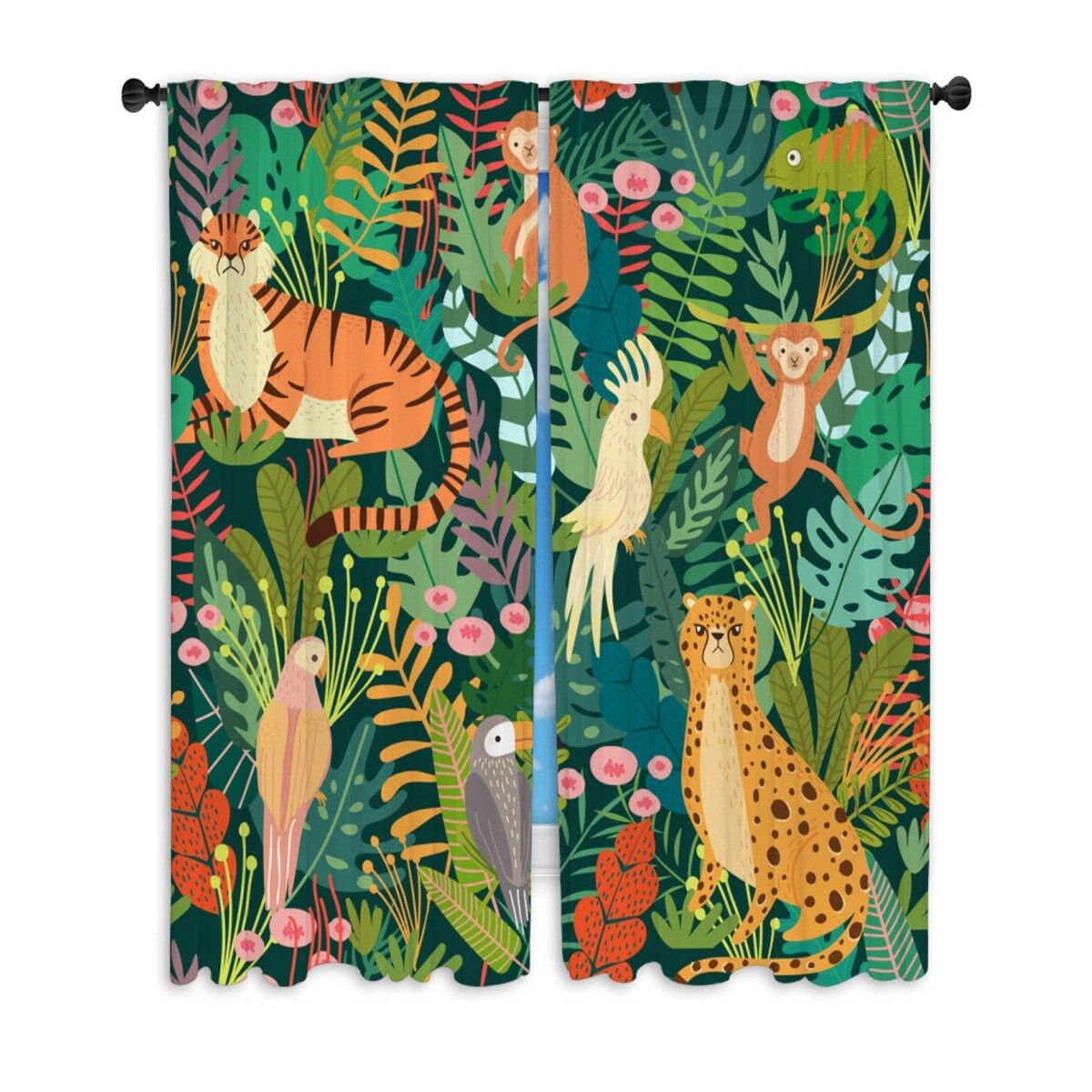 Safari Pattern Window Curtains Safari Drapes Jungle Curtain Etsy
