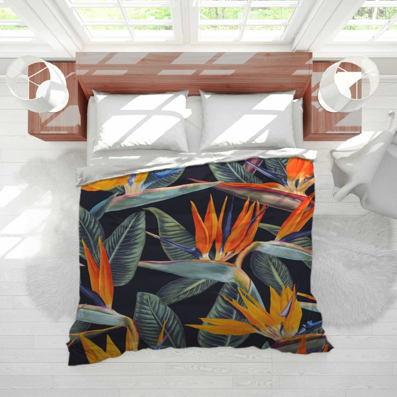 Tropical Comforter Tropical Bedding Birds of Paradise Print Etsy