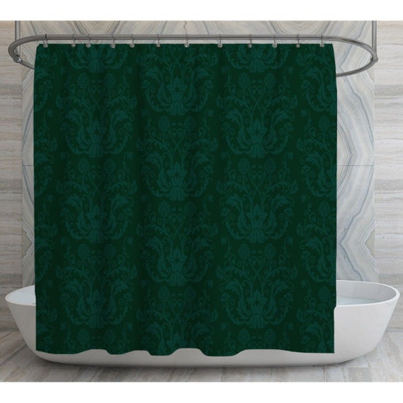 Emerald Green Shower Curtains Vintage Shower Curtain Emerald Etsy