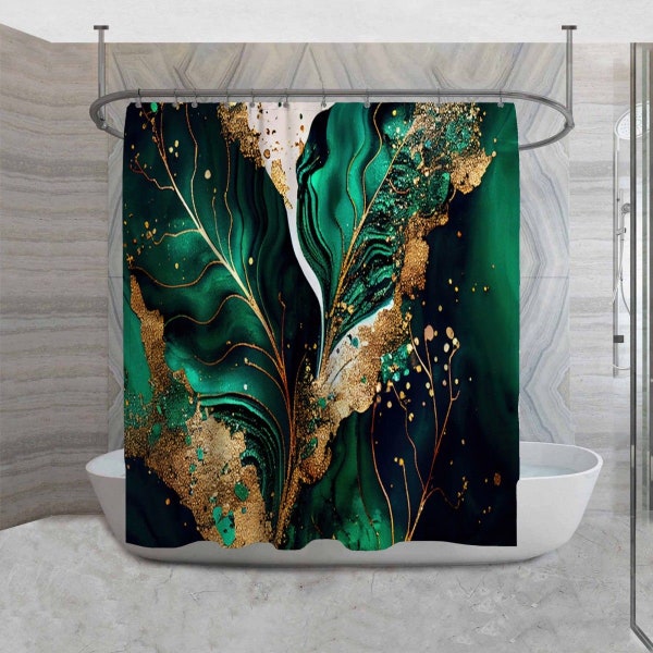Gold and Green Shower Curtains Etsy