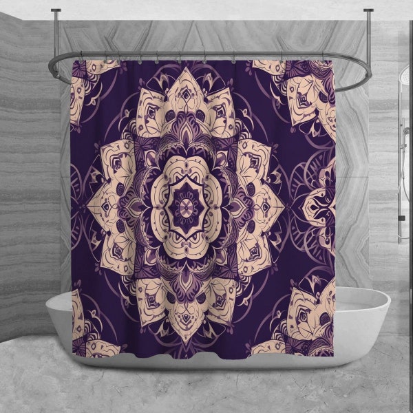 Bohemian Purple Pattern Print Bathroom Shower Curtain