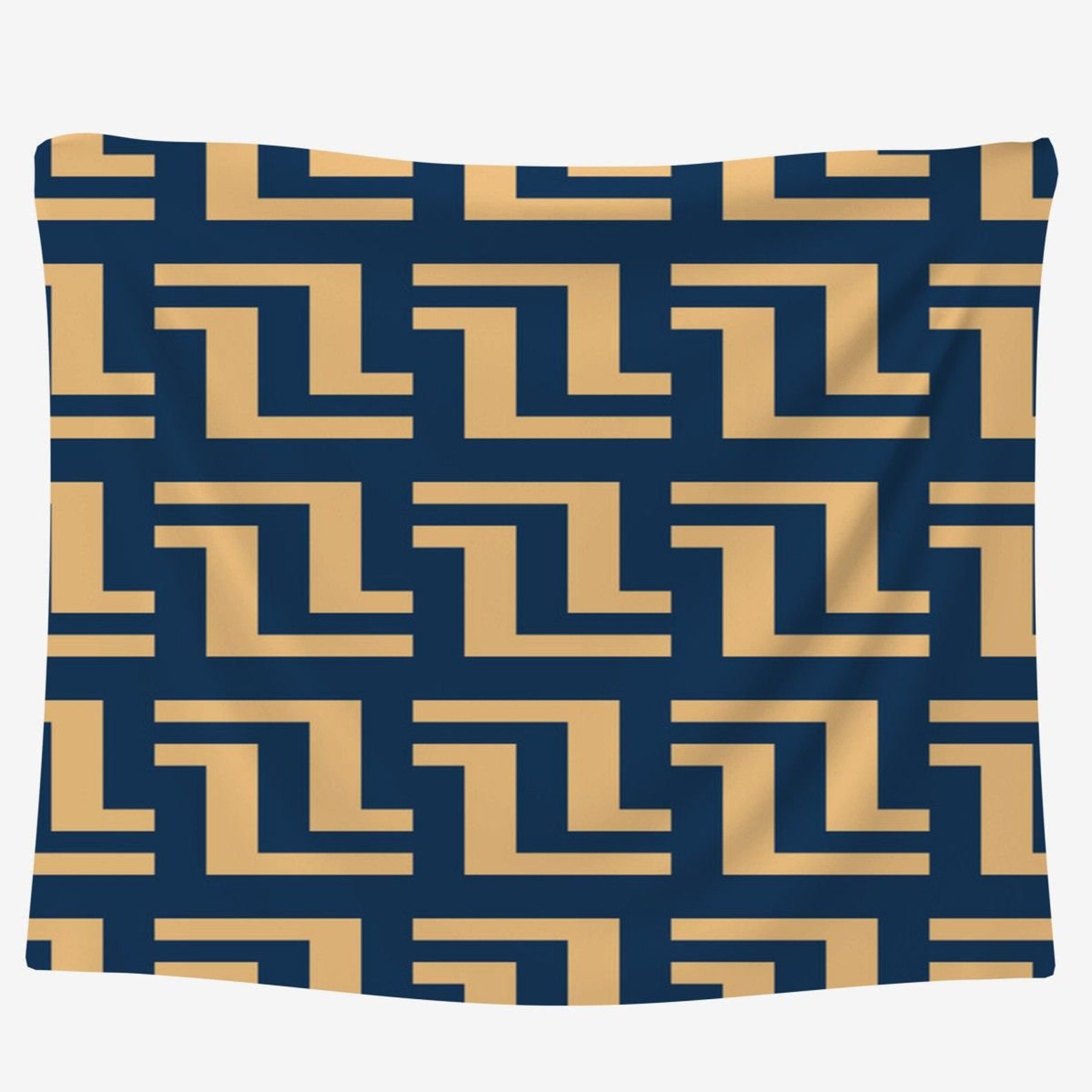 Blue And Yellow Greek Key Fabric Greek Key Pattern Fabric By | Etsy