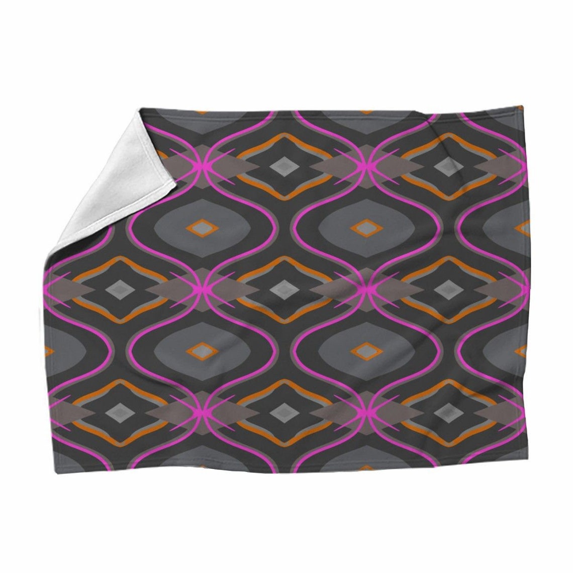 Gray Ogee Art Deco Blankets Geometric Trellis Fleece Etsy