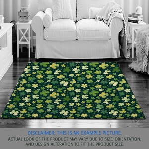 St Patricks Day Rug, Lucky Clover Rugs, Irish Area Rug, Farmhouse Living Room Rugs, Shamrock Home Decor