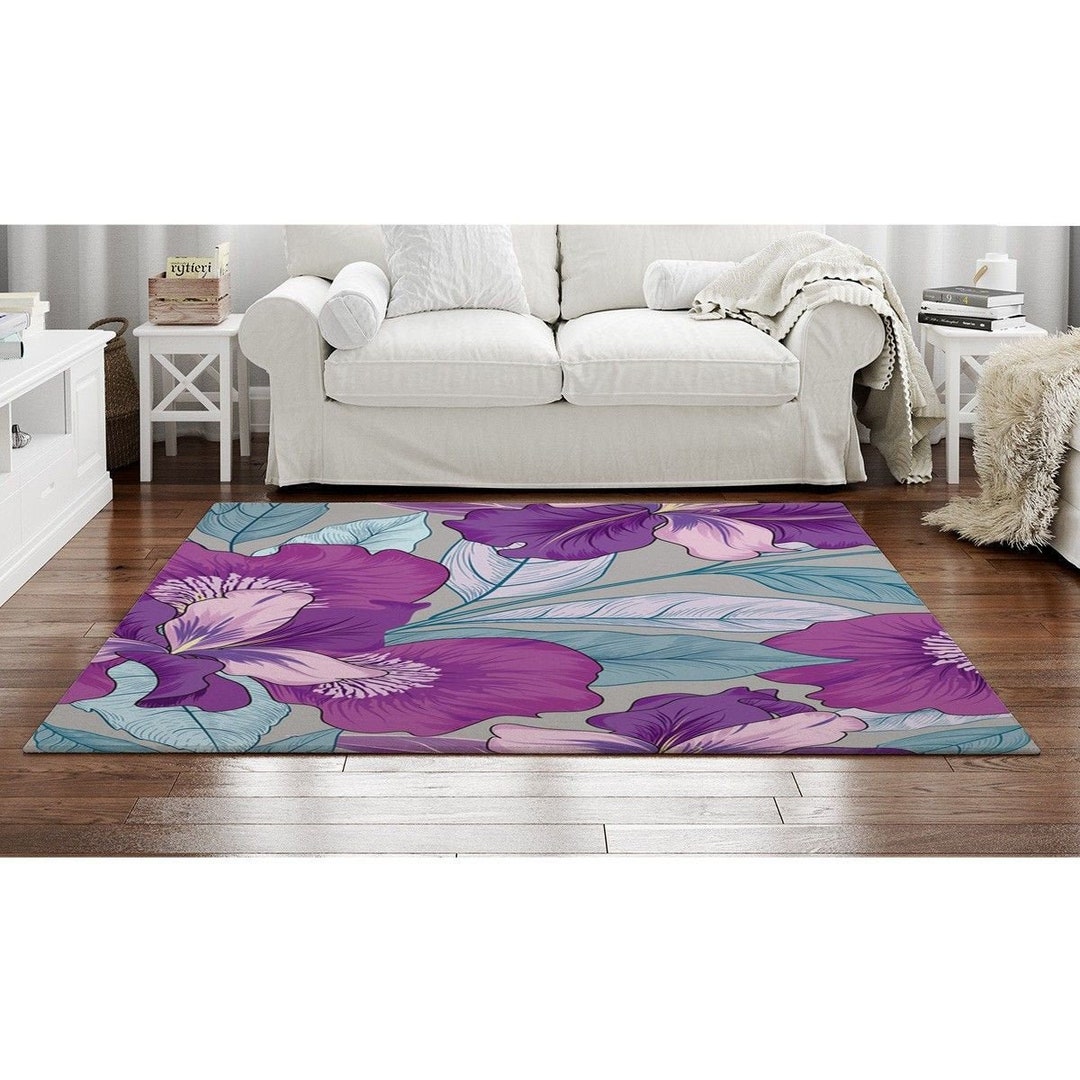 Purple Floral Area Rug Purple and Green Area Rug Floral Round Rug