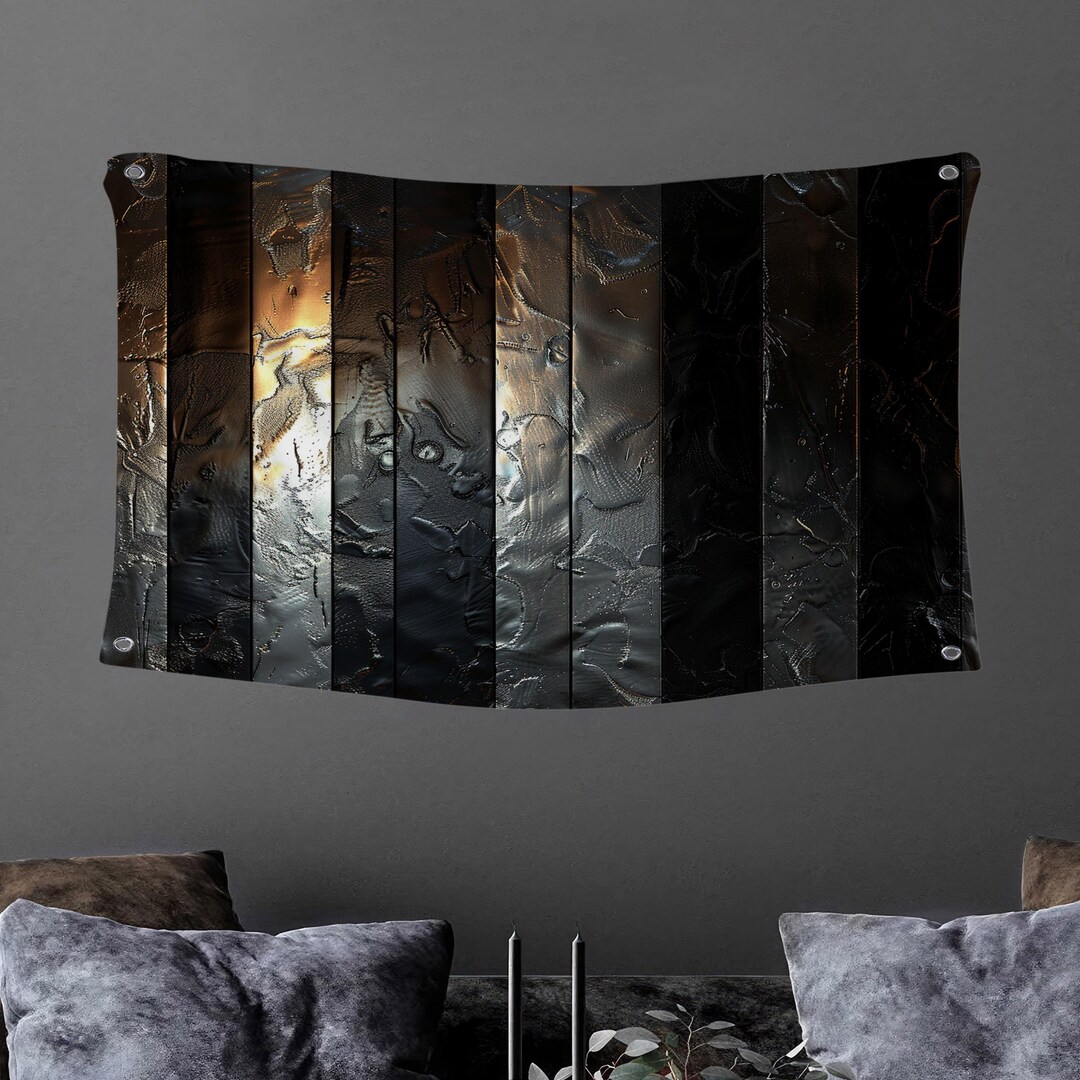 Photo inspiration: Picture Idea: Wet Metal Wall Art Texture Wall Decor Industrial Tapestry Glossy