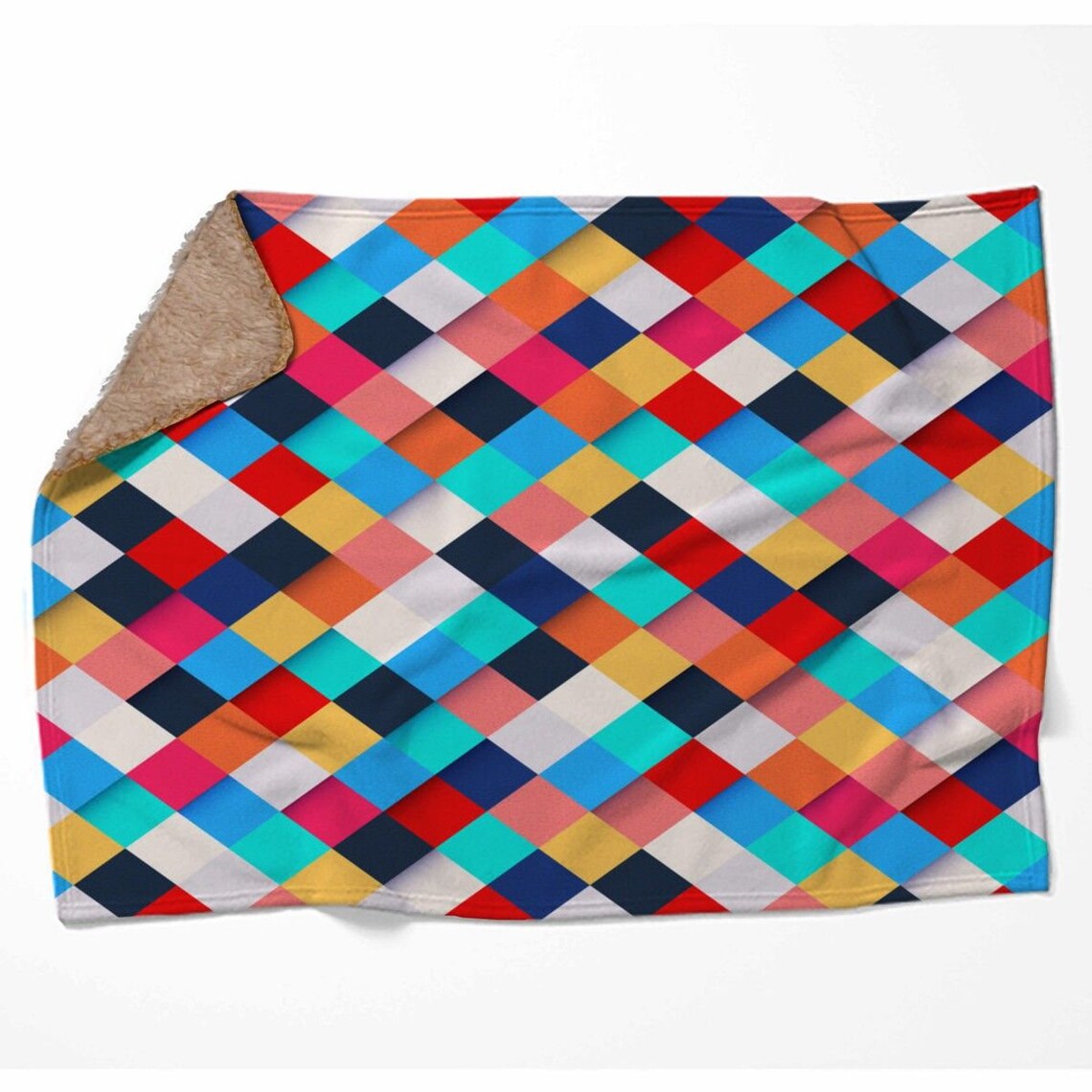 Geometric Fleece Blanket Geometric Blanket Diamond Throw Etsy