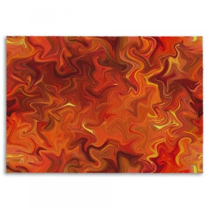 Fiery Orange Swirls Area Rug: Abstract Autumn Colors