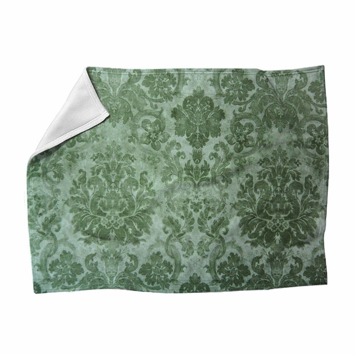 Green Blankets Vintage Blanket Green Damask Blankets Damask Etsy