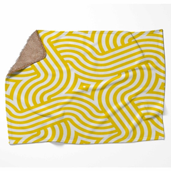 Geometric Blanket Geometric Throw Blanket Yellow Throw Etsy