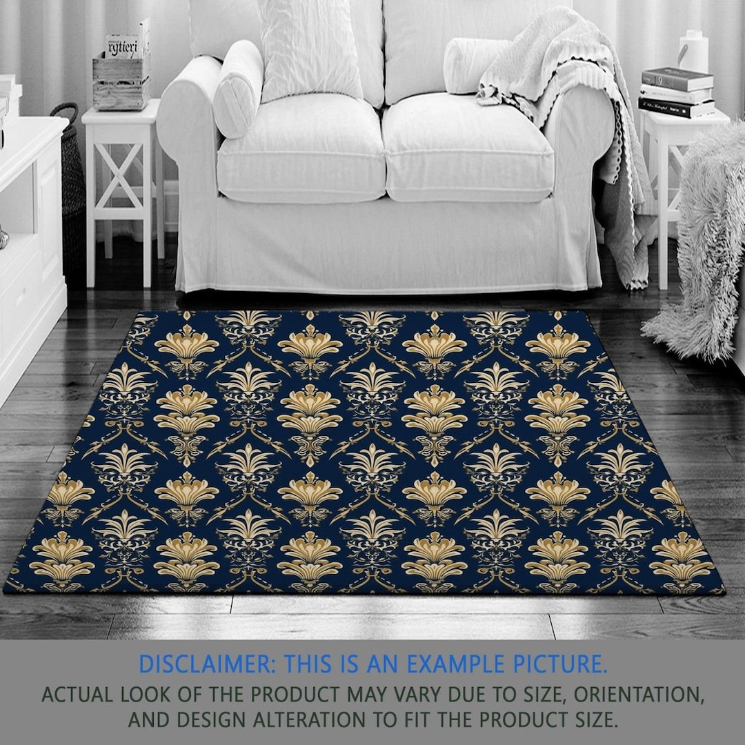 Victorian Rug French Country Rugs Blue and Gold Area Rug Etsy