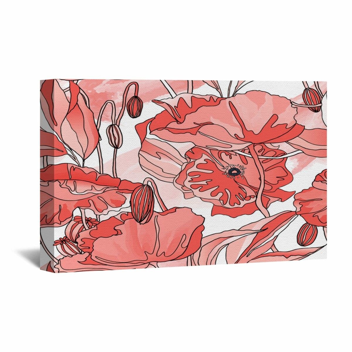 Red Floral Canvas Art Floral Wall Art Floral Wall Decor Red Etsy