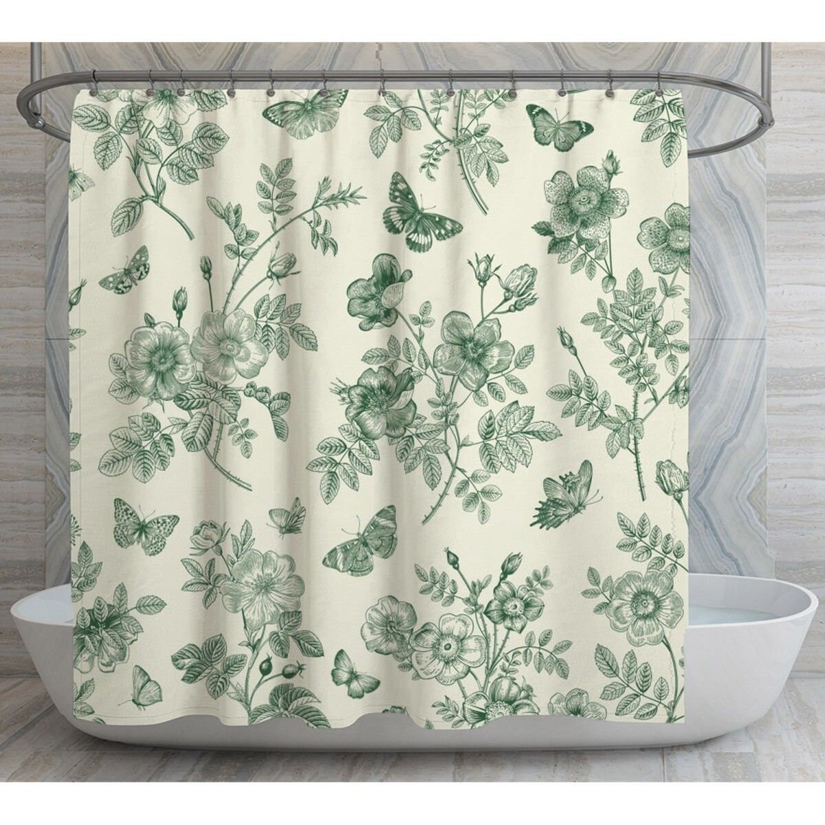 Green Shower Curtains Toile Shower Curtains Green Toile Etsy