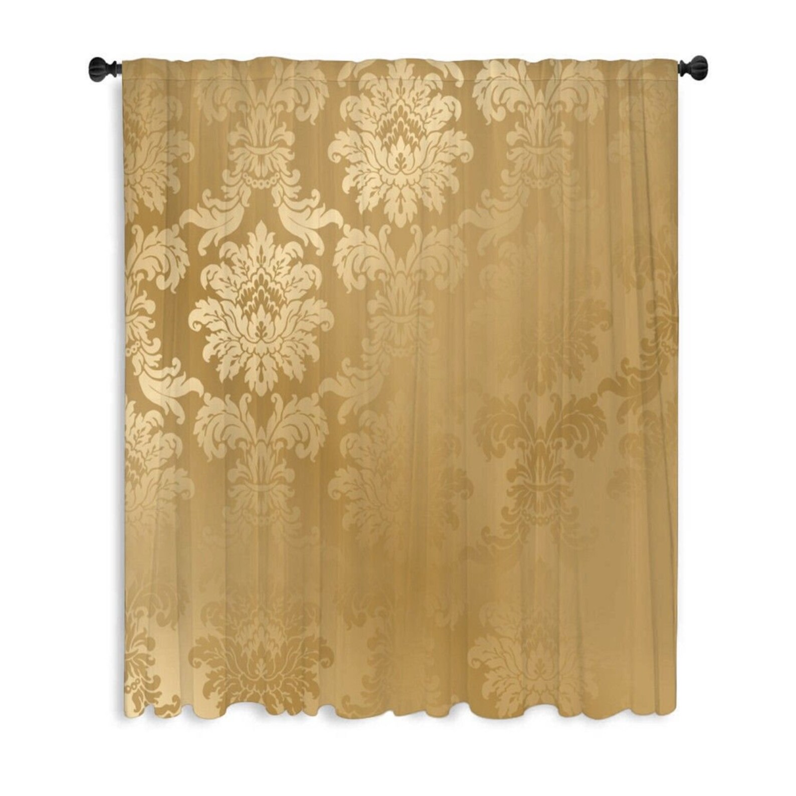 Gold Window Curtains Elegant Curtains Gold Damask Pattern Etsy