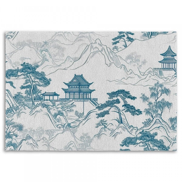 Blue and White Chinoiserie Rug Etsy