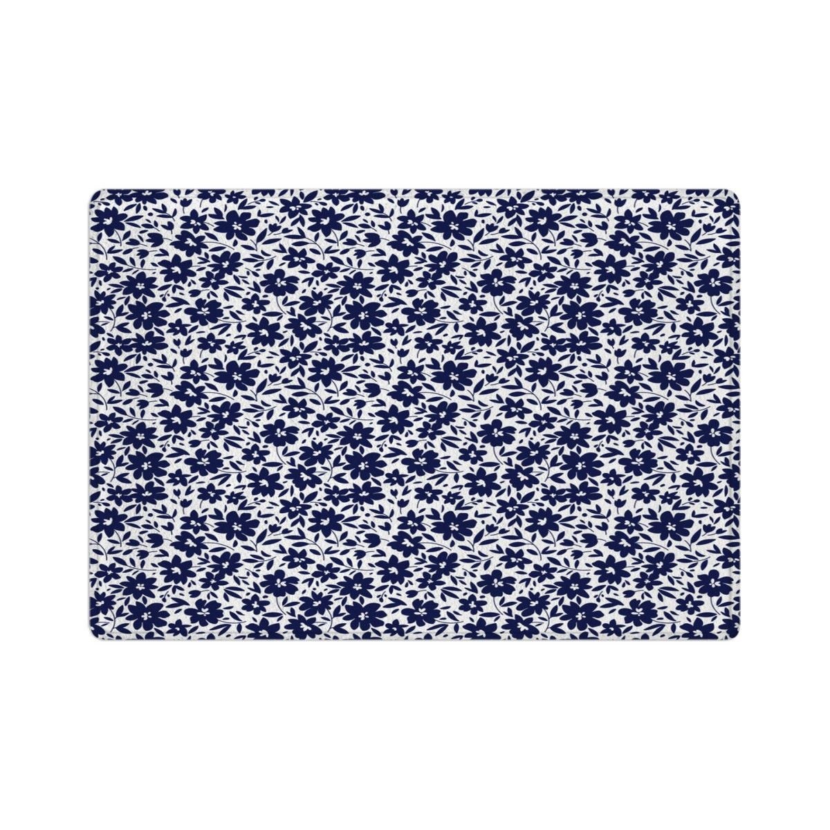 Blue Floral Bath Mats Small Navy Flowers on White Bath Rugs - Etsy UK