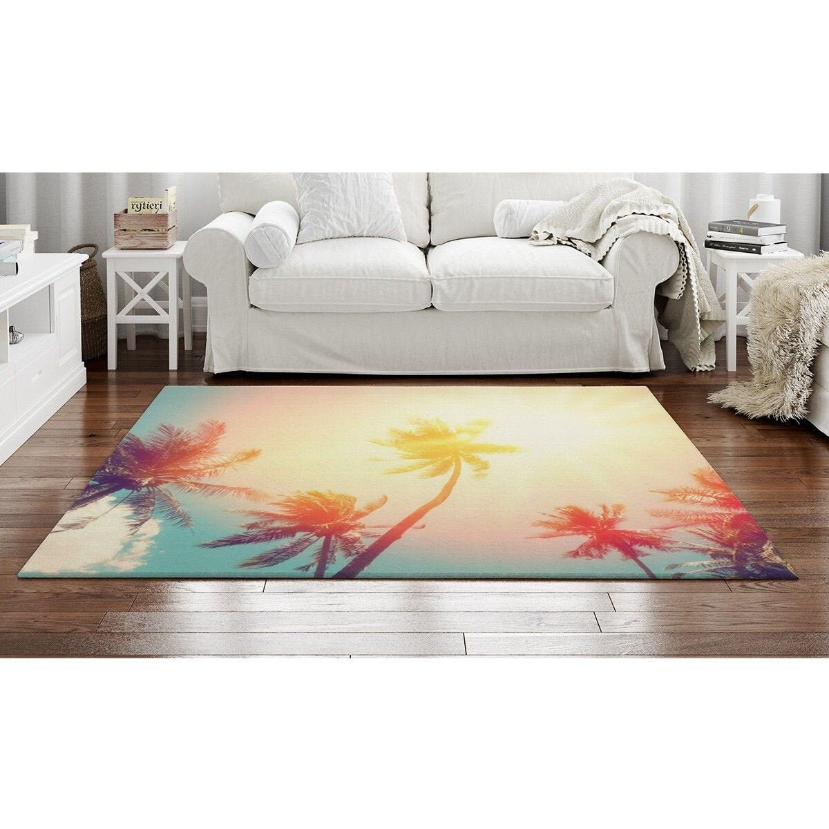 Palm Tree Rug Palm Tree Area Rug Tropical Area Rug Summer Etsy UK