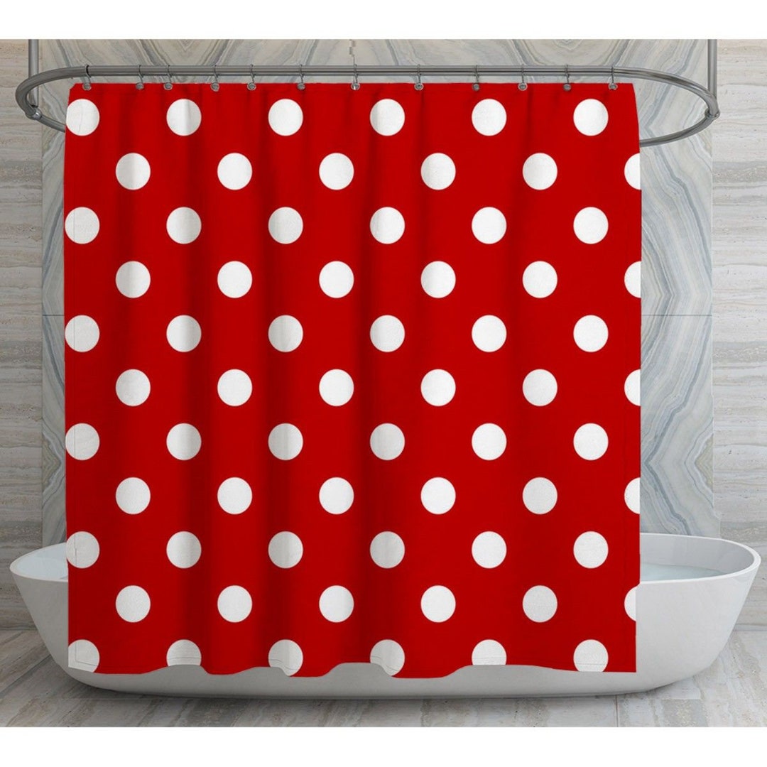 Polka Dot Shower Curtains Retro Shower Curtains Red Bathroom Decor