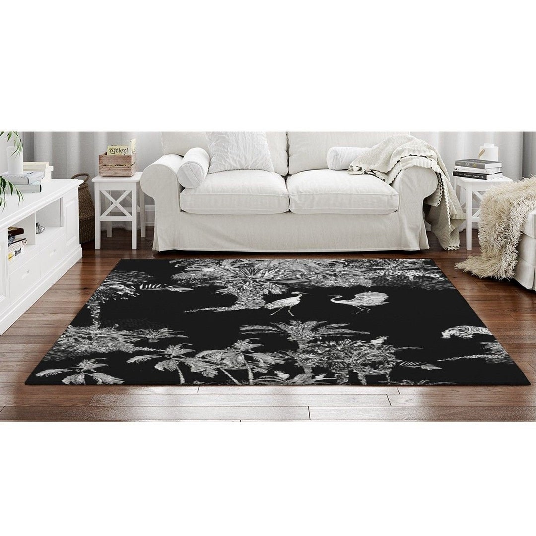 Black Toile Rugs Toile Pattern Rugs Toile Area Rugs Tropical Rug