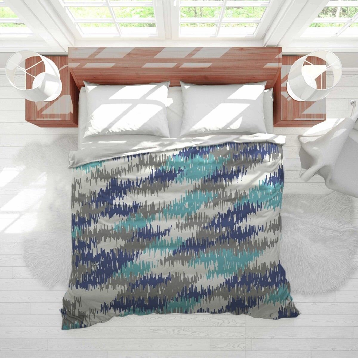 Graues und blaues Tröster graues und blaues Ikatmuster | Etsy