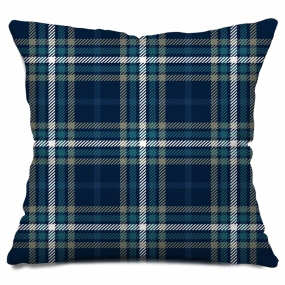 teal plaid pillows