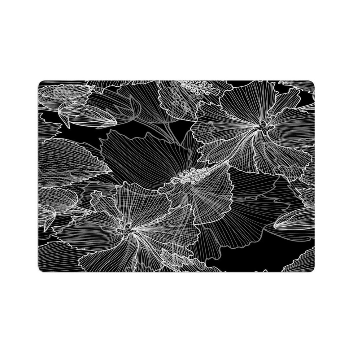 Black and white floral bath mat botanical bathroom mat black Etsy
