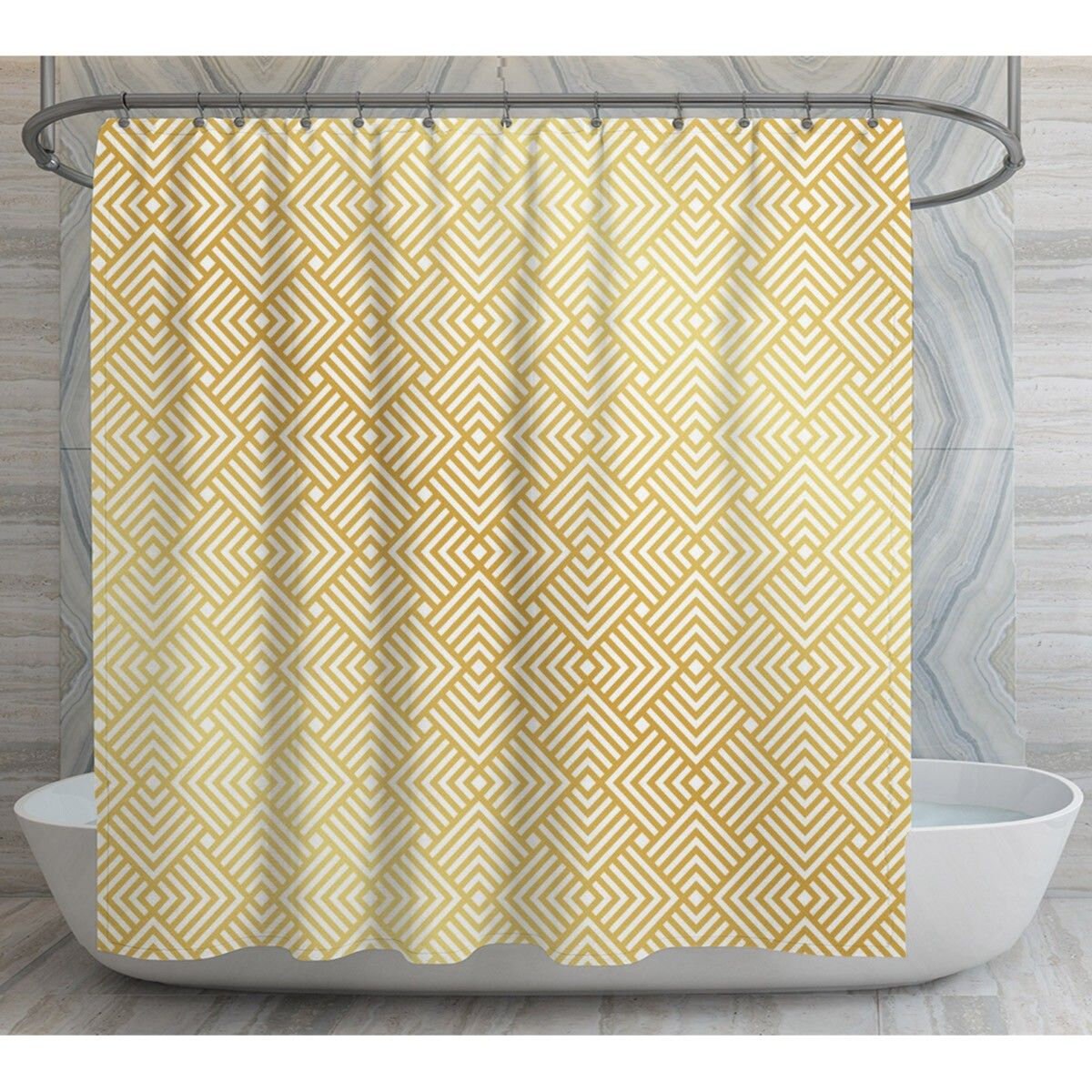 Gold Shower Curtains Geometric Shower Curtains Gold Trellis Etsy UK