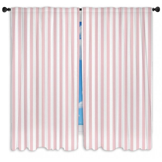 Striped Curtain Panel Striped Window Curtains Pink Drapes - Etsy
