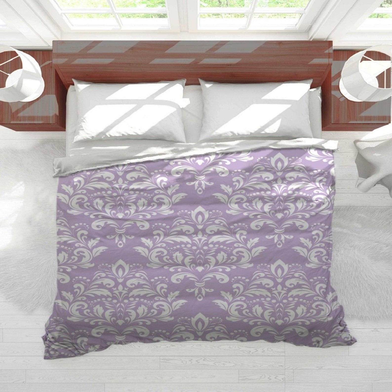 Lavender Comforter Lavender Damask Pattern Comforters Cute Etsy