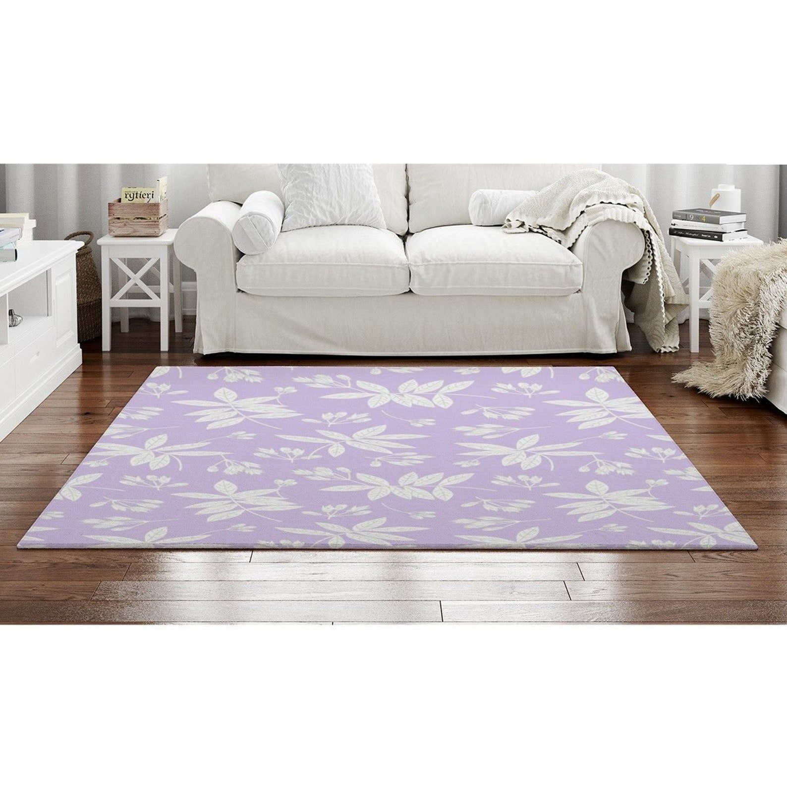 Lavender Rugs Leaf Rug Lavender Ditsy Area Rugs Ditsy Etsy