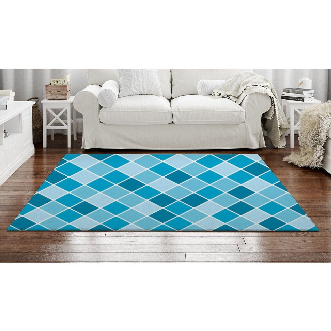 Aqua Harlequin Rugs Harlequin Pattern Rugs Harlequin Area Etsy