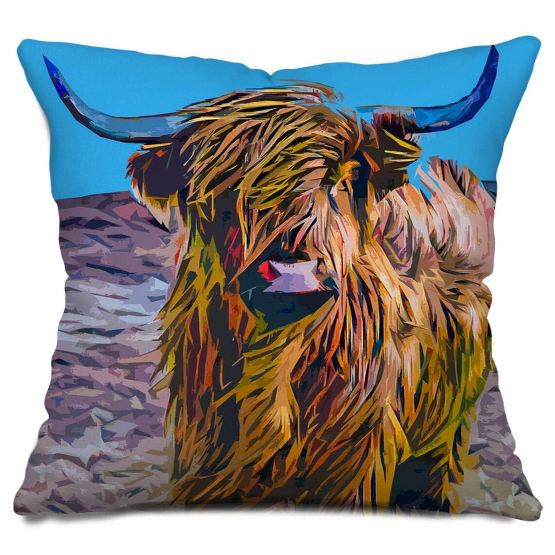 Kuhkissen Kuhkissen Tierkissen braunes und blaues Kissen | Etsy