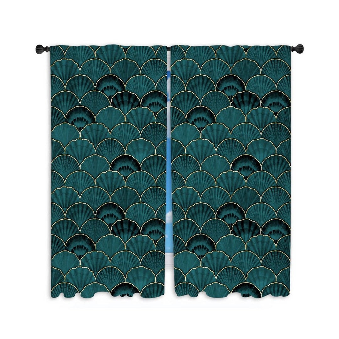 Art Deco Window Curtain, Baroque Curtains, Sea Shells Curtain Panel