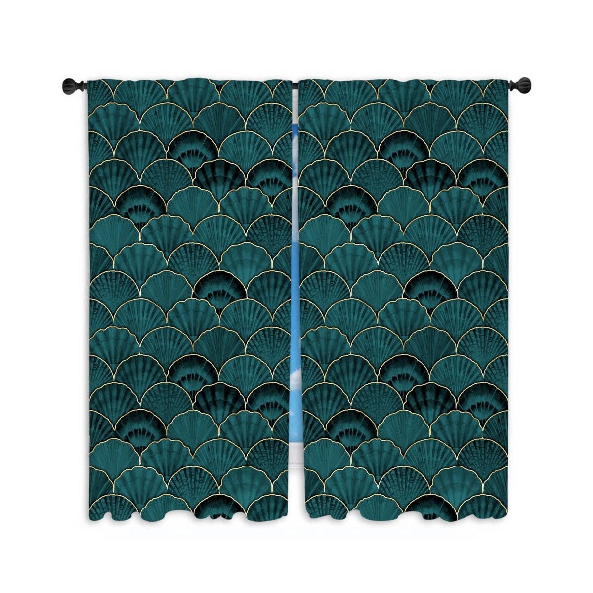 Art Deco Sea Shells Curtain Panel: Modern Window Treatment - Etsy