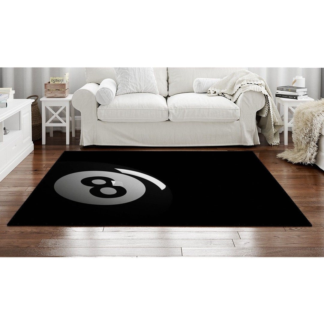 Pool Rugs Billiards Area Rugs Black Eight Ball Rug Black Area Etsy