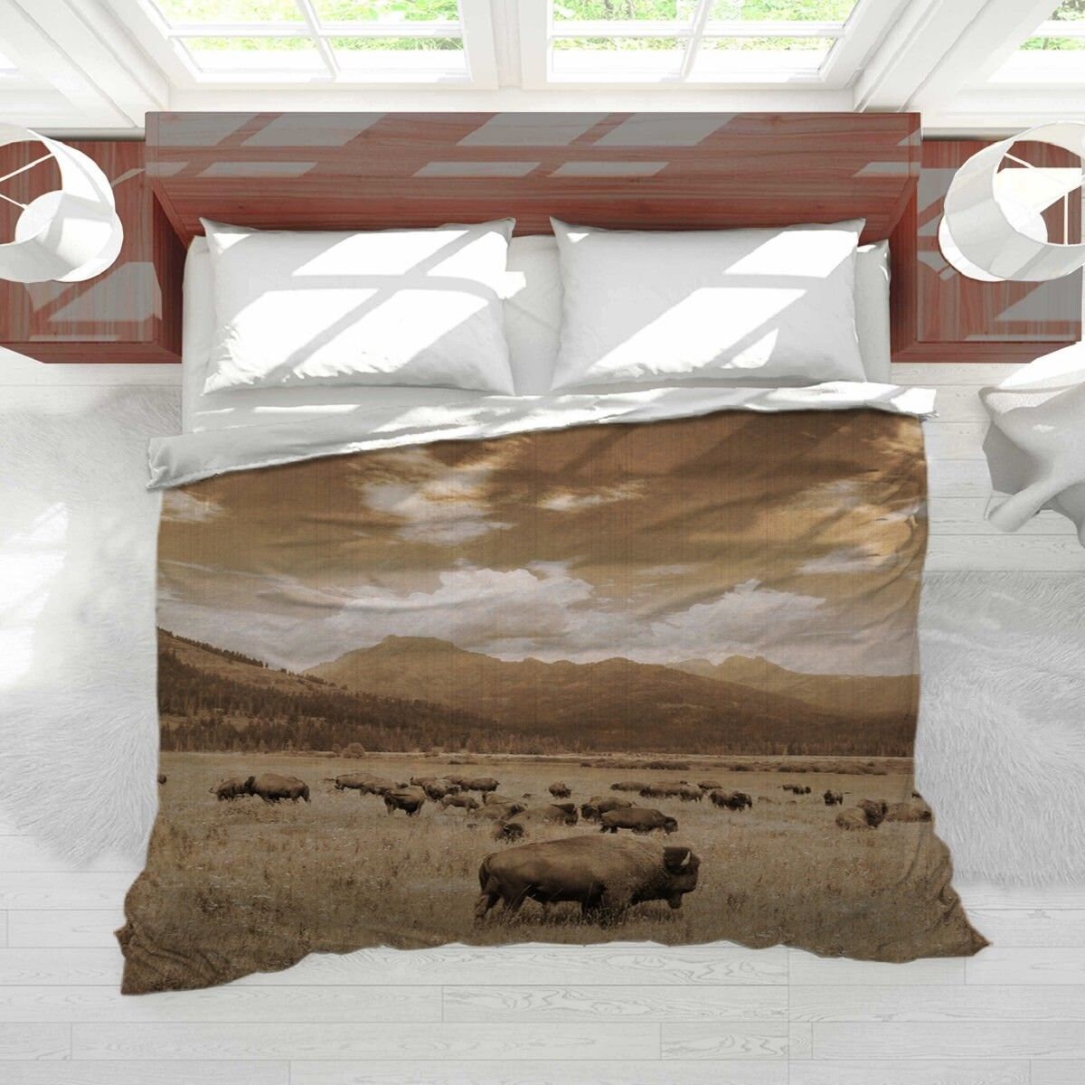 Yellowstone Comforter Yellowstone Bedding Yellowstone Bison Etsy