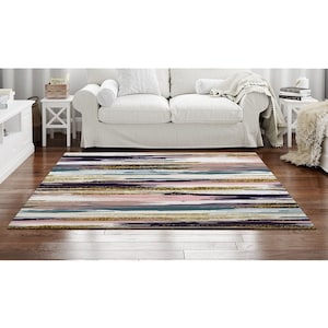 Abstract Brush Stroke Area Rug: Colorful Glitter Art