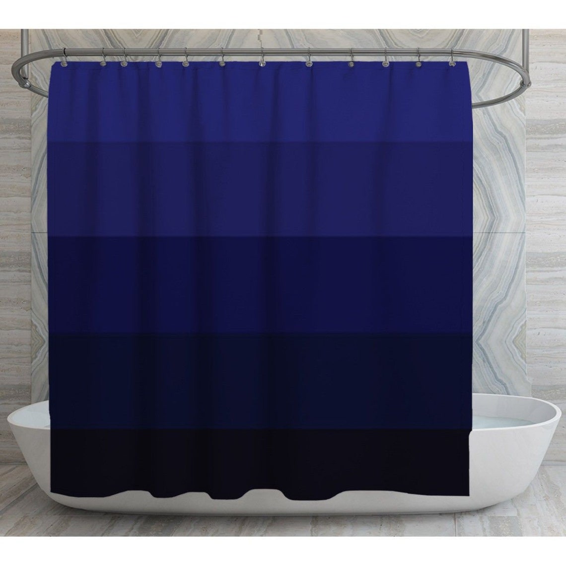 Blue Ombre Shower Curtains Navy Gradient Design Shower Etsy
